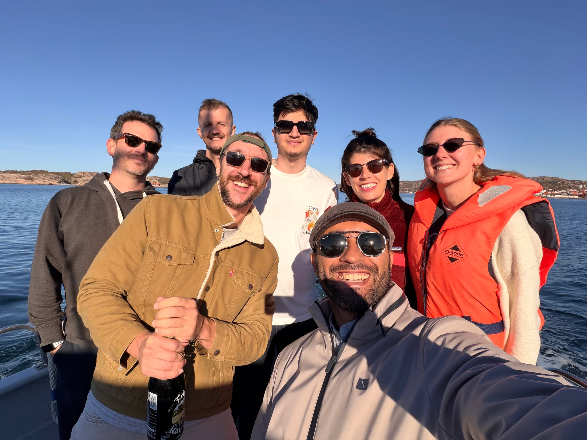 Team on a boat