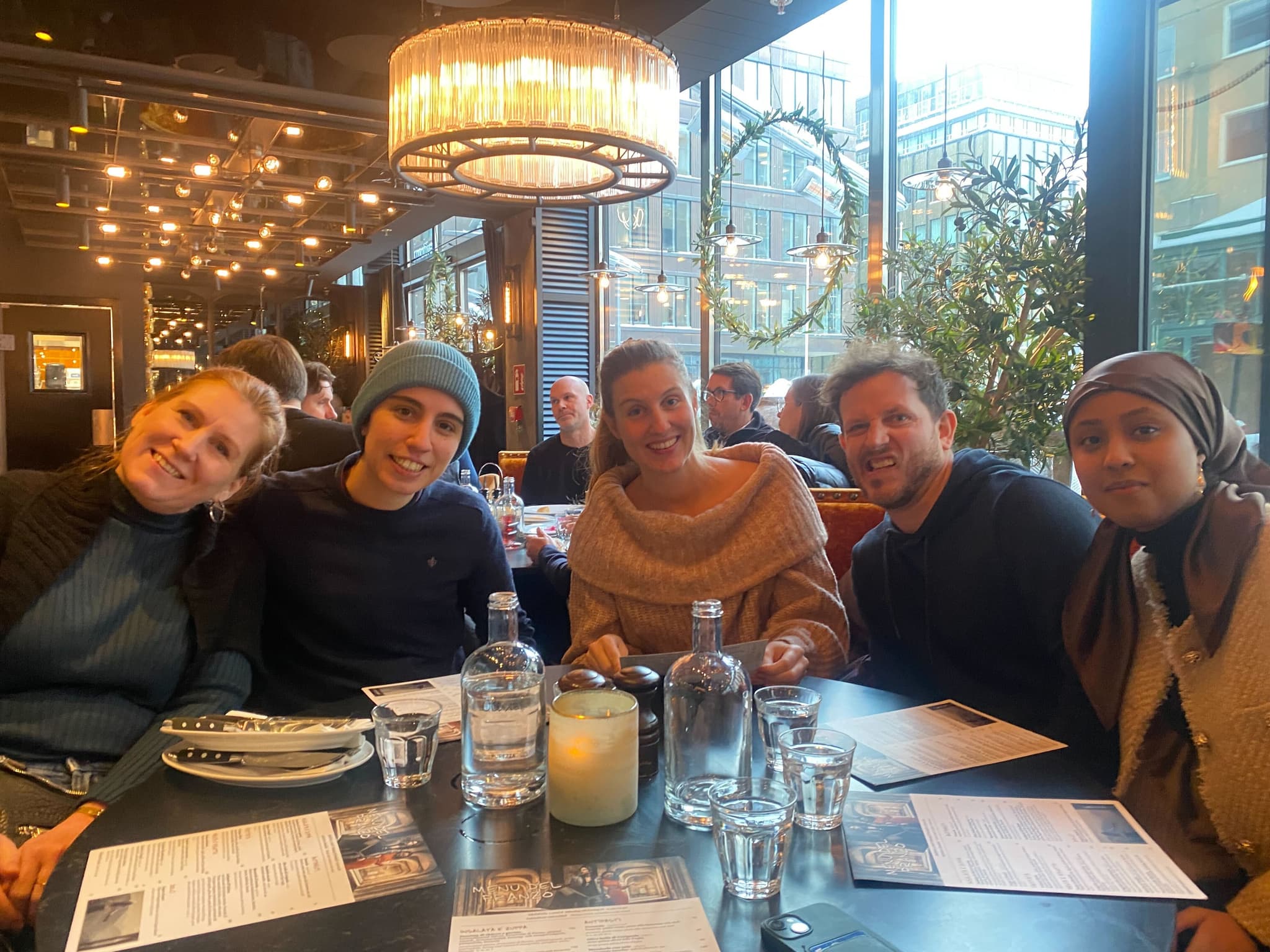 Team dining at a restaurant